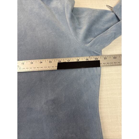 Baby Blue Velour Y2K Style Zip Hoodie Softcore Juicy Style Tracksuit Top Lg - Picture 10 of 13